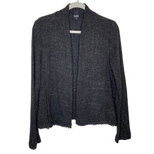 Eileen Fisher Charcoal Grey and Black Tweed Open Front Jacket, L